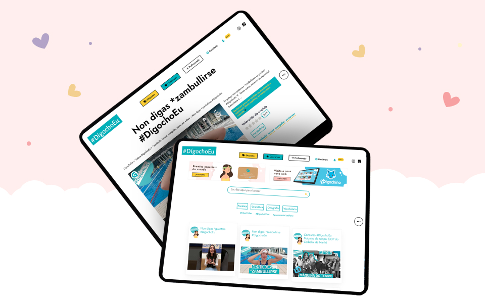 Plataforma web de Dígocho eu, un desarrollo a medida utilizando WordPress y Laravel.