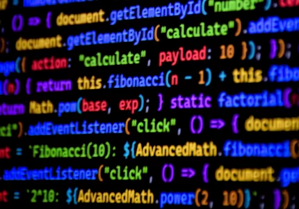 Código de programación JavaScript en un editor - ejemplo de desarrollo a medida