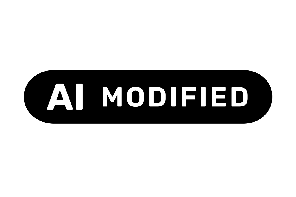 Etiqueta oficial de la Unión Europea AI Modified para identificar contenido editado o modificado con inteligencia artificial
